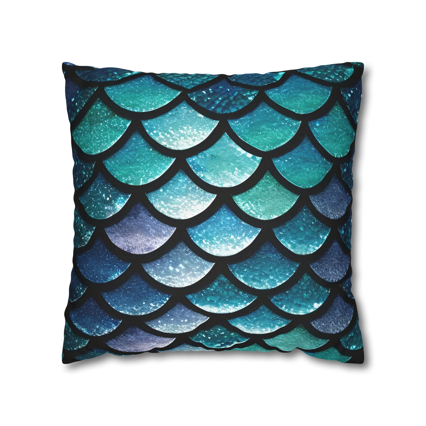 Aqua Mermaid Square Pillowcase - Trendy Home Accent for Indoor Spaces, Unique Housewarming Gift, Perfect for Mermaid Lovers - The Mountain Mermaid Company