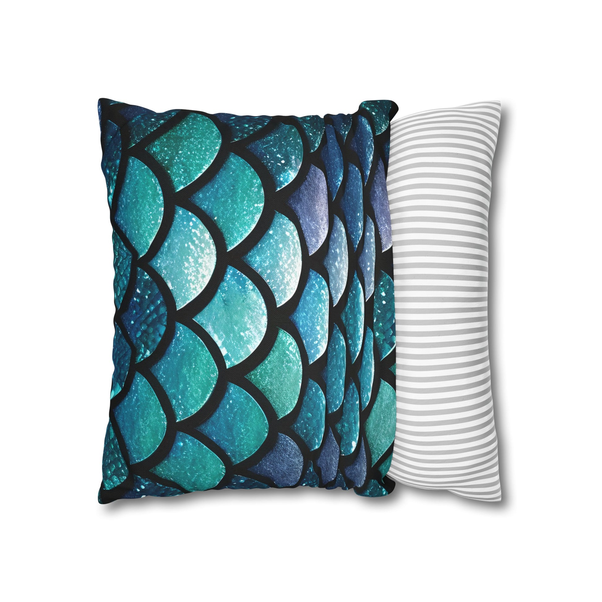 Aqua Mermaid Square Pillowcase - Trendy Home Accent for Indoor Spaces, Unique Housewarming Gift, Perfect for Mermaid Lovers - The Mountain Mermaid Company