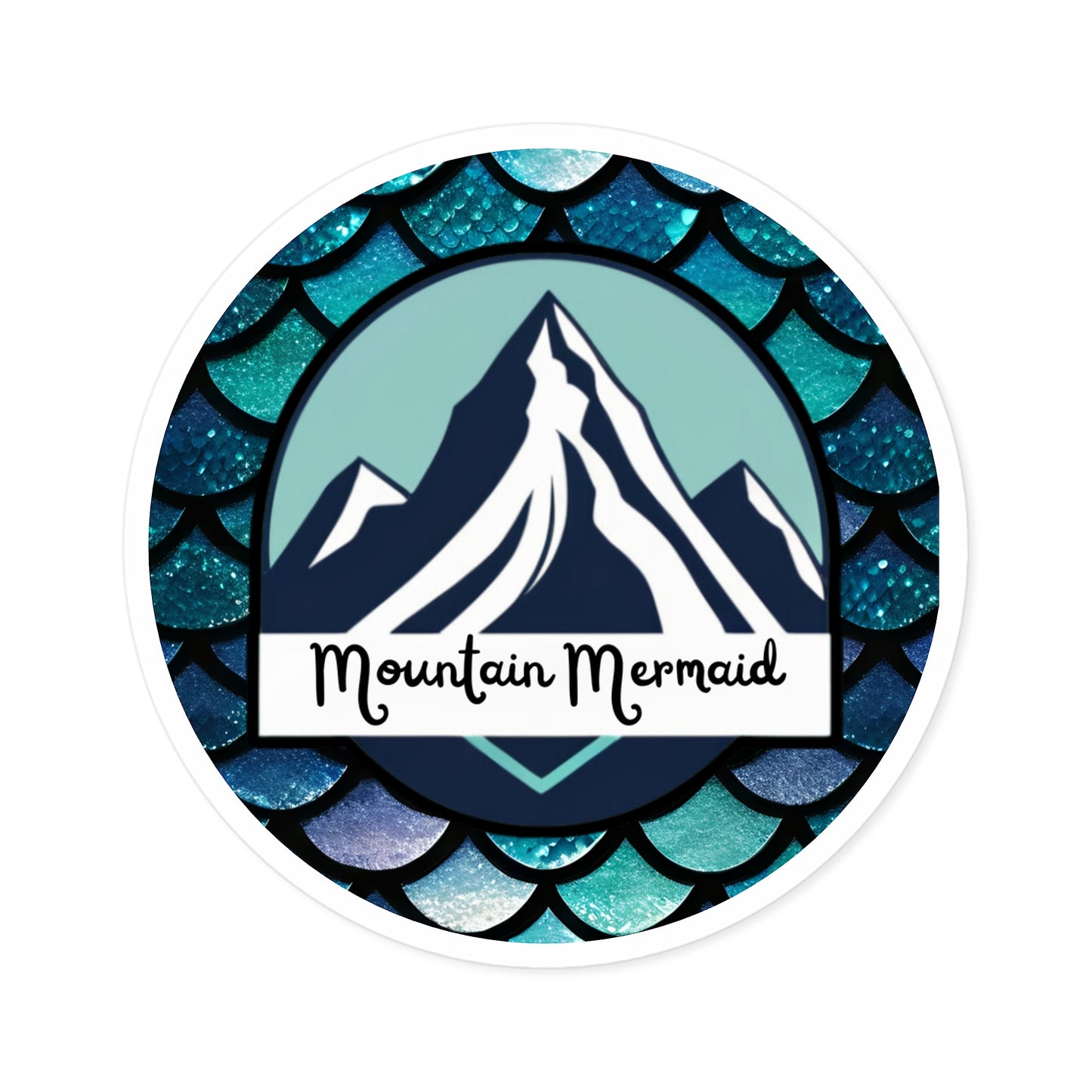 Aqua Mermaidcore Mountain Mermaid Indoor/Outdoor Sticker -  Durable Decal for Cars, Laptops and Water Bottles, Gift for Mermaid Lovers - The Mountain Mermaid Company