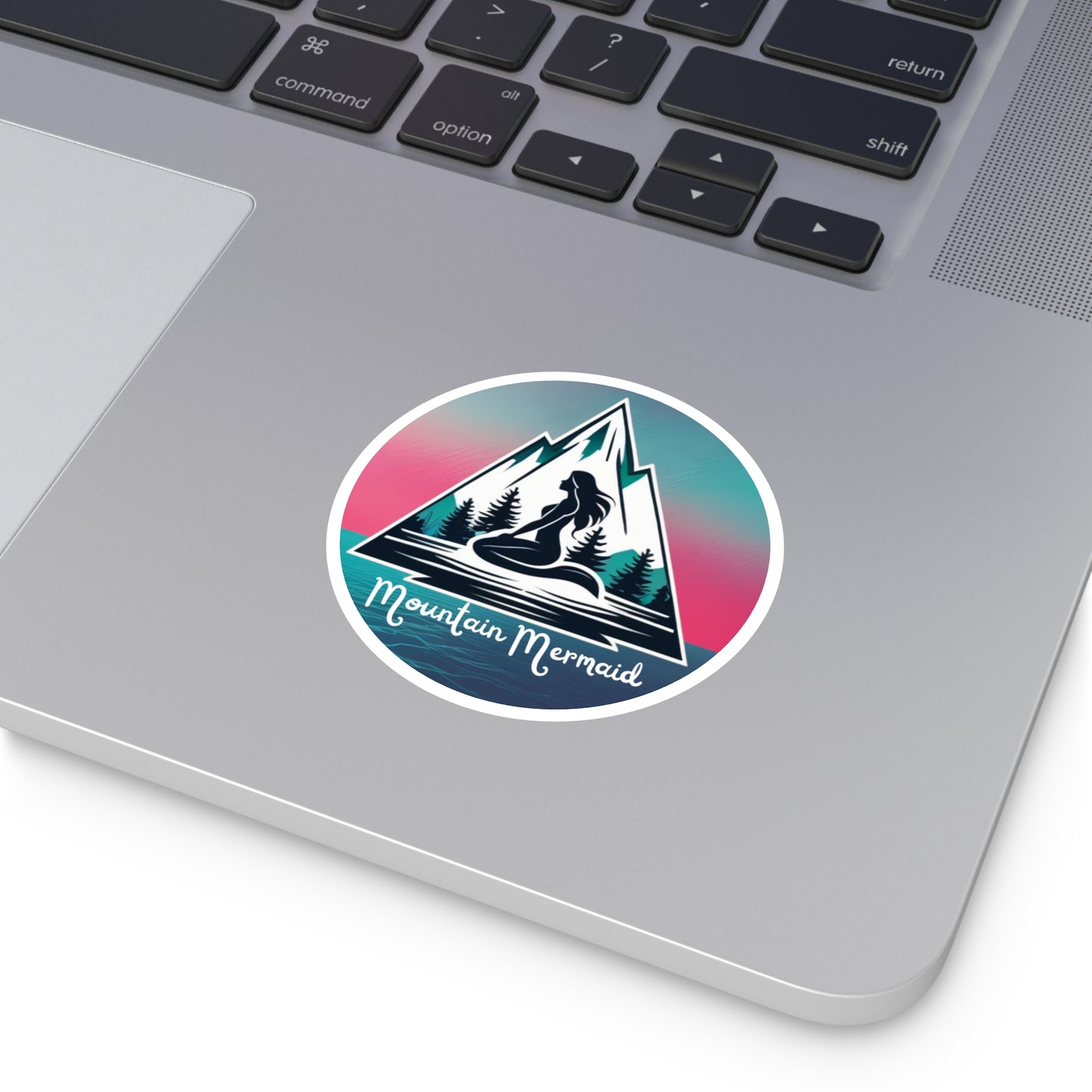 Mountain Mermaid Indoor/Outdoor Sticker - Pink and Aqua Sunset, Durable Decal for Cars, Laptops and Water Bottles, Gift for Mermaid Lovers - The Mountain Mermaid Company